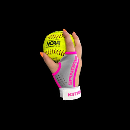 SpinGrip Softball for Pitchers glove gripping softball